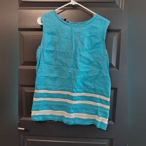 Lafayette 148 New York Blue Linen Top Sz 12